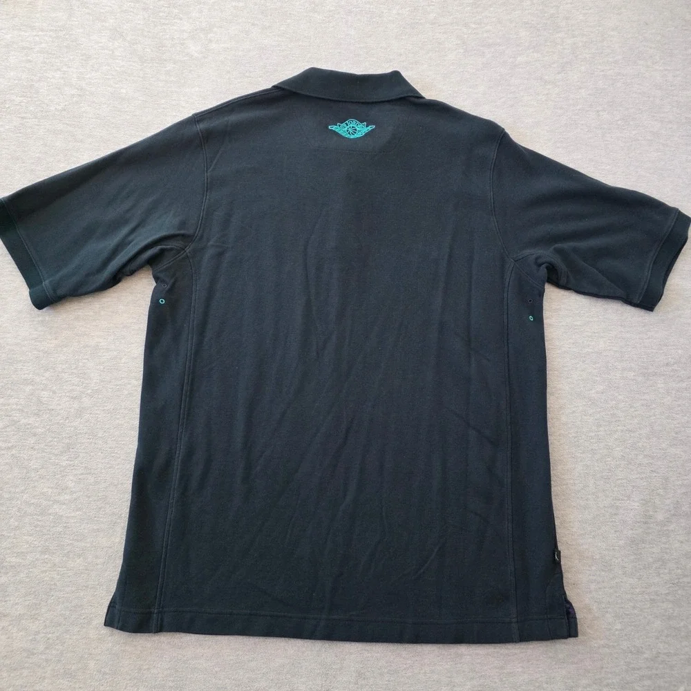 Jordan Mens XXL Polo Shirt Dark Green Teal Air Jordan 5 Sneaker Patch Jumpman